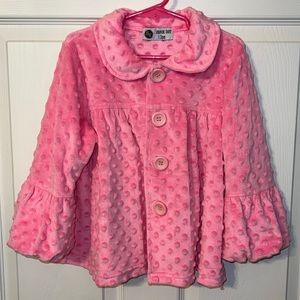 Smock Dot Kids girls size 3T pink minky dot button on swing jacket.